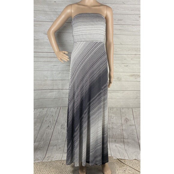 The Limited Strapless Maxi Dress Black White Striped - Picture 1 of 12